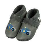 Polizeiauto - Barfußschuhe, Hausschuhe und Krabbelschuhe, IVN Naturleder zertifiziert