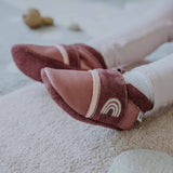 Luxor mit Linie Stickerei Regenbogen - Barfußschuhe, Hausschuhe und Krabbelschuhe, IVN Naturleder zertifiziert