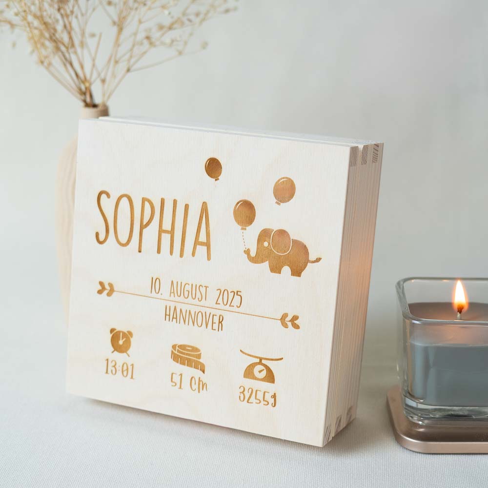 Erinnerungsbox Geburt Elefant