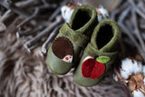 Monkey with banana - crawling shoes and slippers made of natural leather