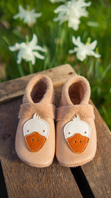 Goose - crawling shoes and slippers made of natural leather