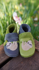 Sloth - crawling shoes and slippers made of natural leather