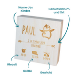 Geschenkset Geburt mit Holzbox Pinguin