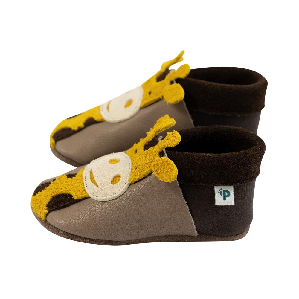 Giraffe - crawling shoes and slippers made of natural leather