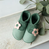 SV - Flair mit Blume distel - Barfußschuhe, Hausschuhe und Krabbelschuhe, IVN Naturleder zertifiziert