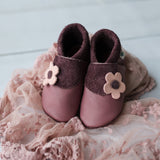 SV - Flair mit Blume roseberry - Barfußschuhe, Hausschuhe und Krabbelschuhe, IVN Naturleder zertifiziert