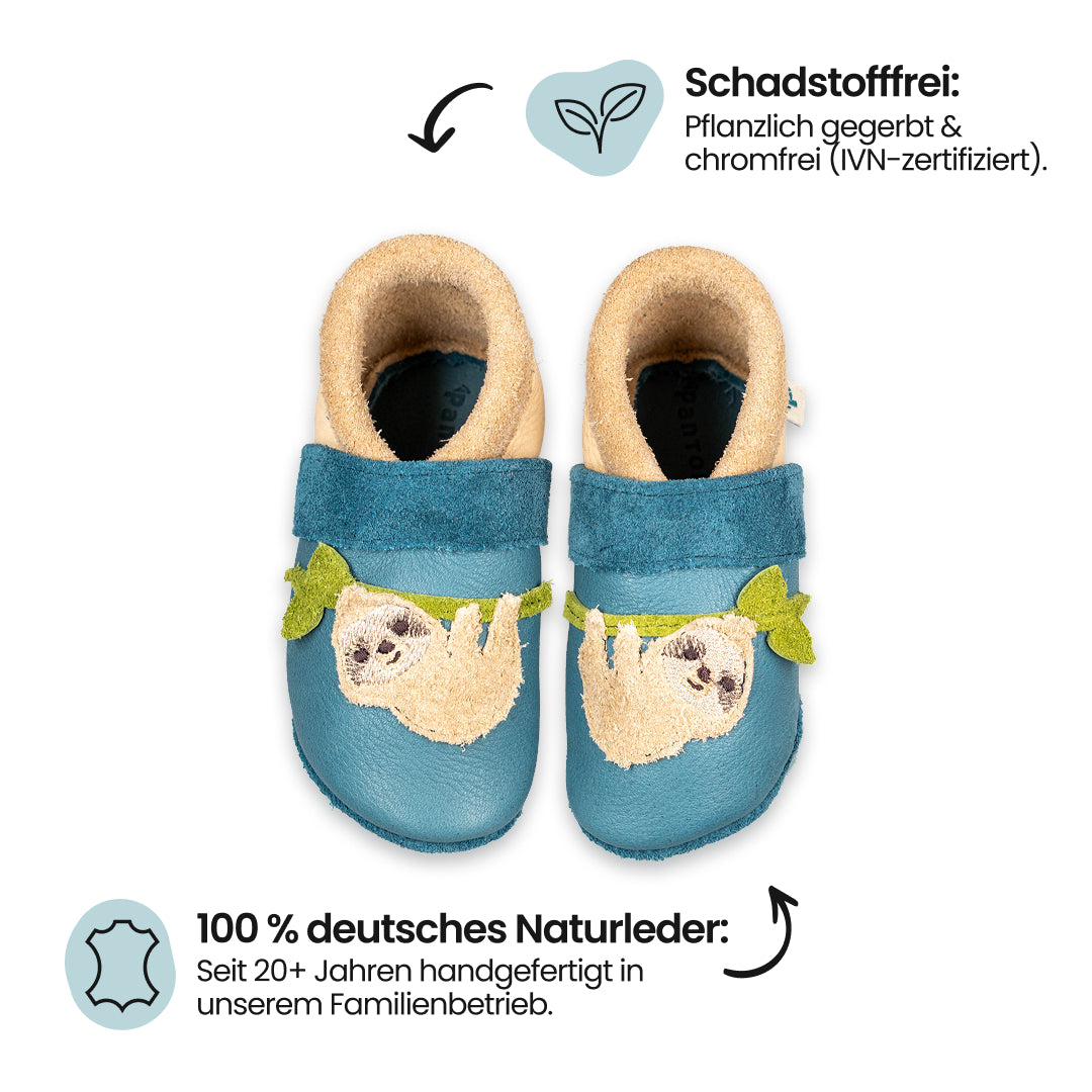 Sloth - crawling shoes and slippers made of natural leather