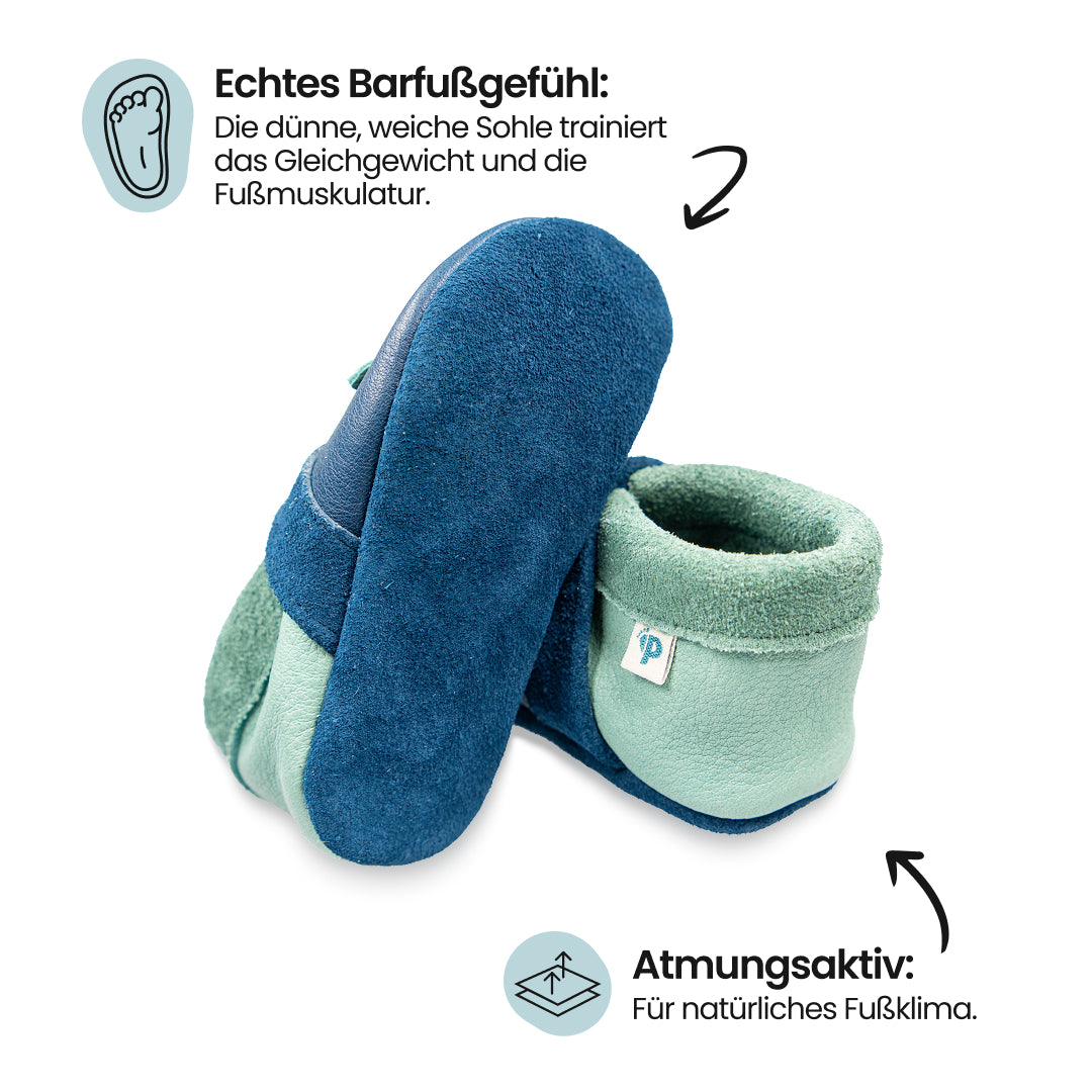 Kleiner Wal - Barfußschuhe, Hausschuhe und Krabbelschuhe, IVN Naturleder zertifiziert