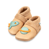 Rocket with Saturn - crawling shoes and slippers made of natural leather