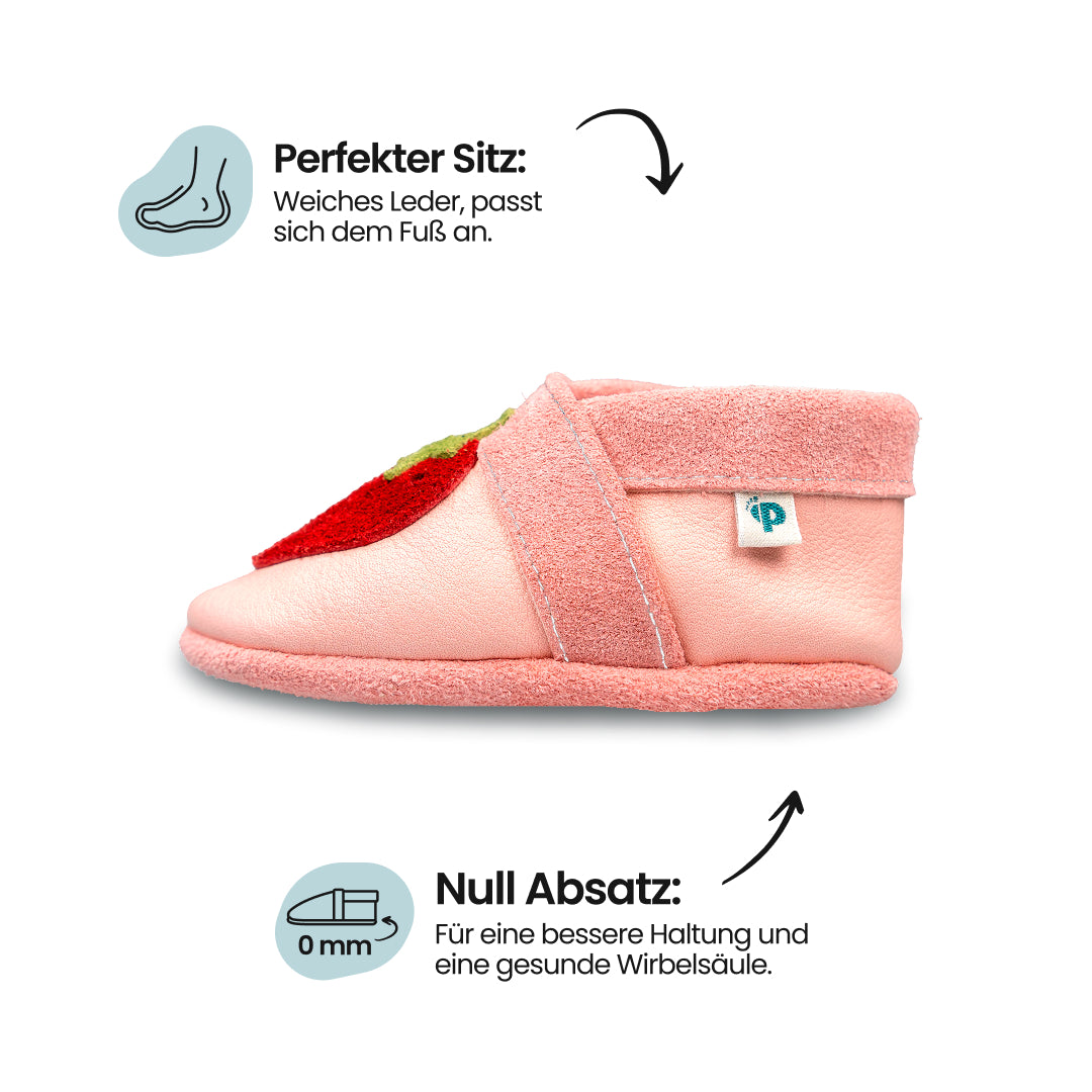 Erdbeere - Barfußschuhe, Hausschuhe und Krabbelschuhe, IVN Naturleder zertifiziert