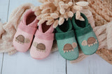 Summer Turtle - crawling shoes and slippers made of natural leather