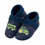 Tractor with trailer - crawling shoes and slippers made of natural leather