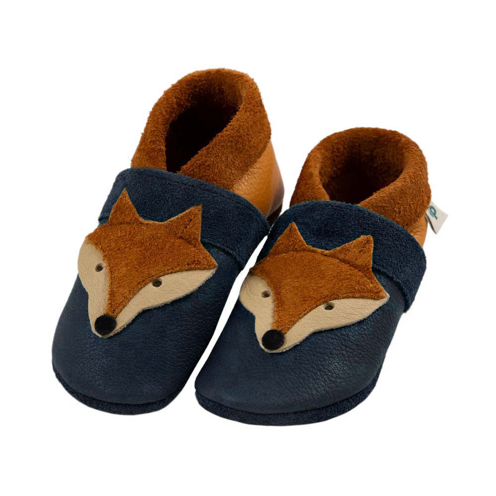 Fox - crawling shoes and slippers made of natural leather