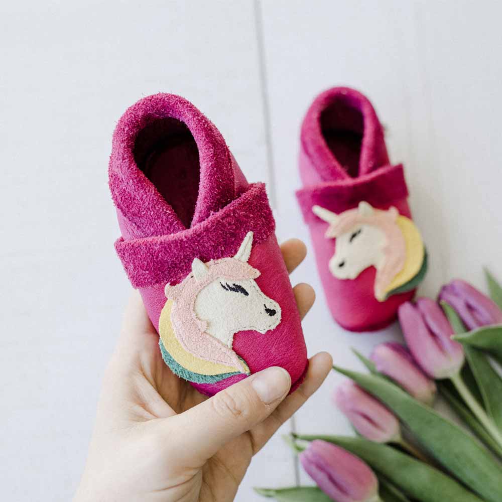 Einhorn - Krabbelschuhe und Hausschuhe aus Naturleder