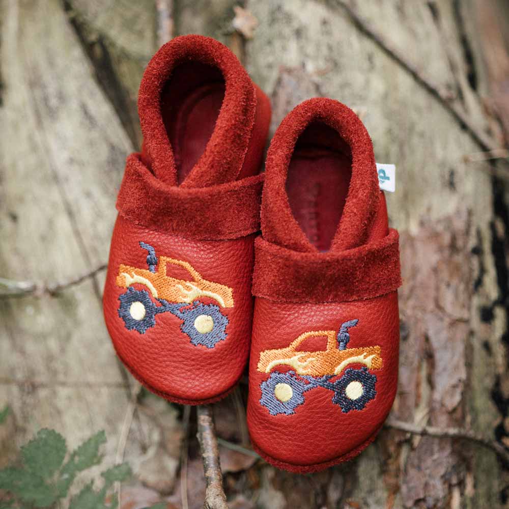 Monstertruck - Krabbelschuhe und Hausschuhe aus Naturleder