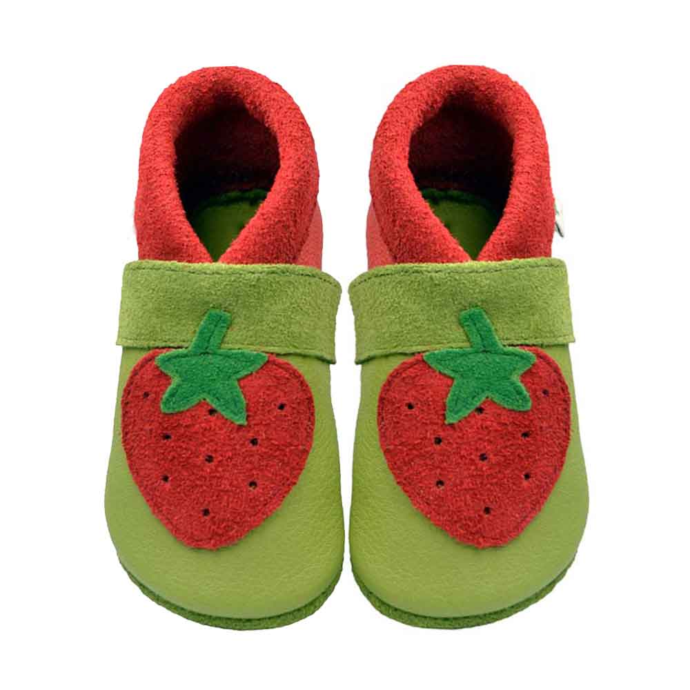 Erdbeeren - Krabbelschuhe und Hausschuhe aus Naturleder