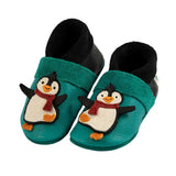 Penguin in summer - crawling shoes and slippers made of natural leather