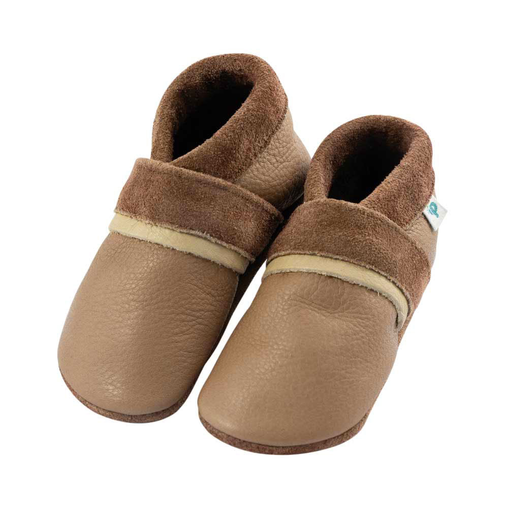 Solid color line - crawling shoes and slippers made of natural leather