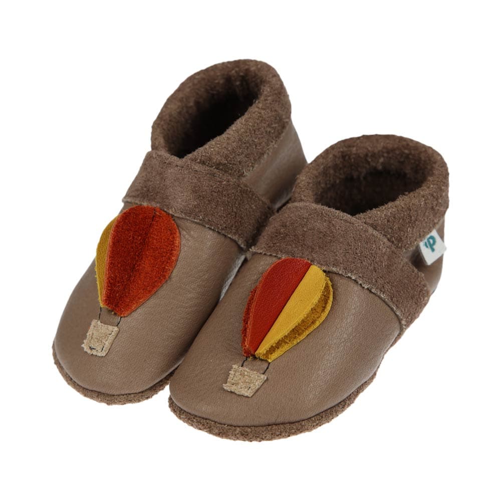 Hot air balloon - crawling shoes and slippers made of natural leather