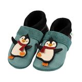 Penguin in summer - crawling shoes and slippers made of natural leather