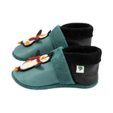 Penguin in summer - crawling shoes and slippers made of natural leather