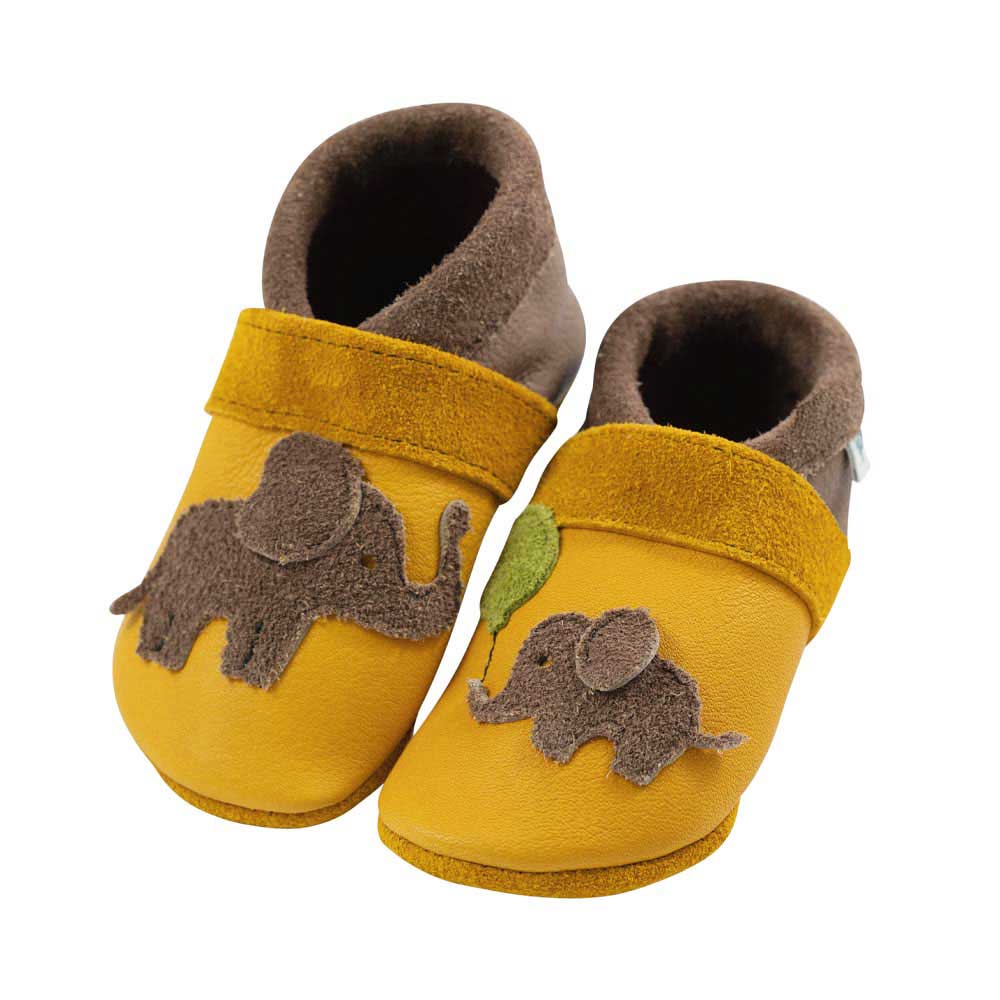 Elephants - crawling shoes and slippers made of natural leather