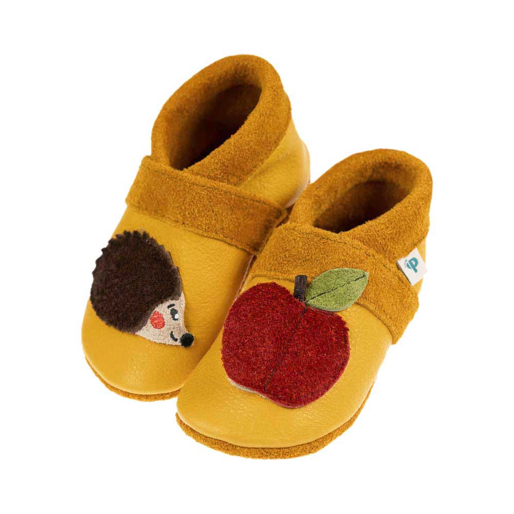 Monkey with banana - crawling shoes and slippers made of natural leather