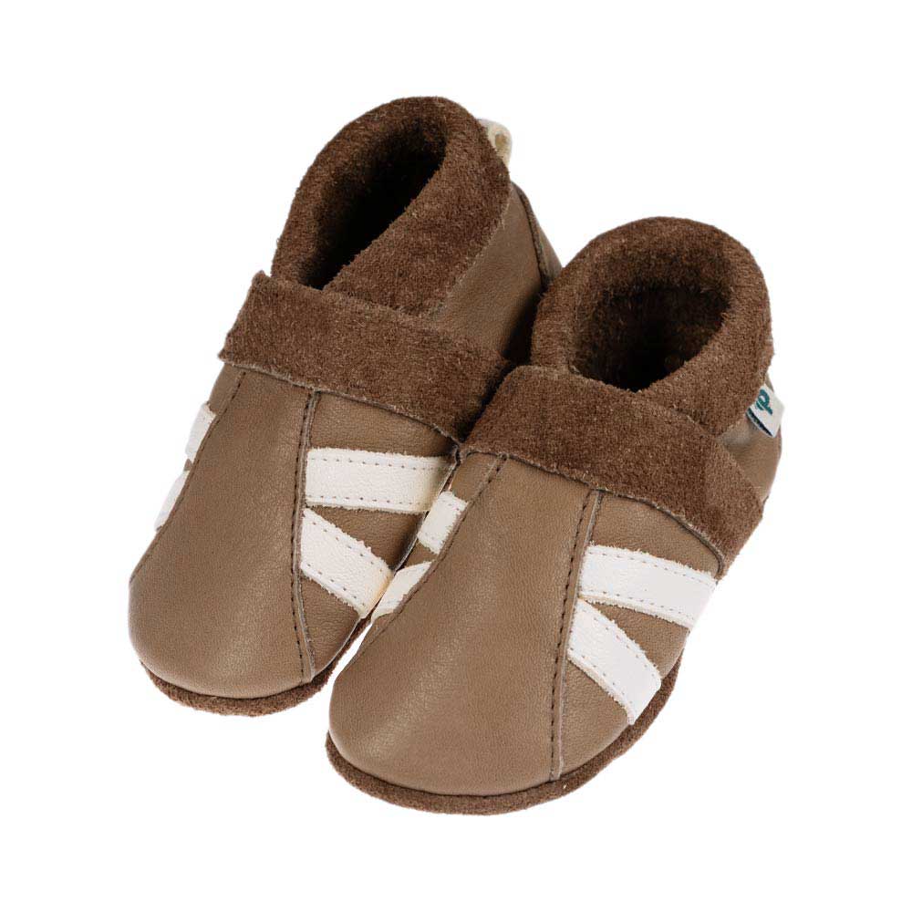 Sportolino with stripes - crawling shoes and slippers made of natural leather