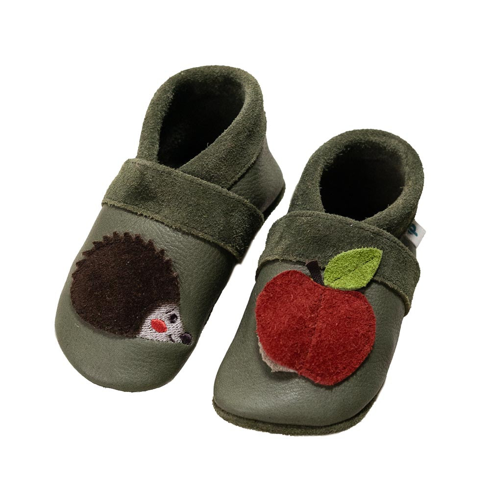 Monkey with banana - crawling shoes and slippers made of natural leather