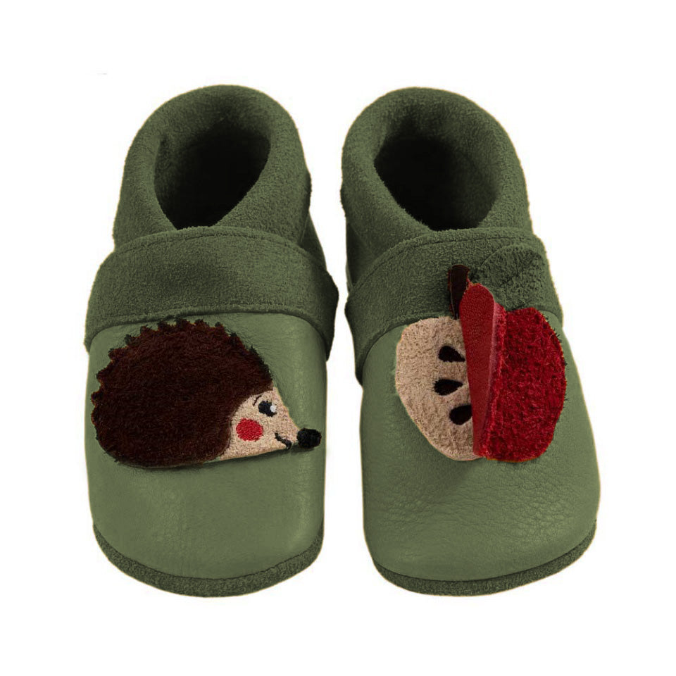 Monkey with banana - crawling shoes and slippers made of natural leather